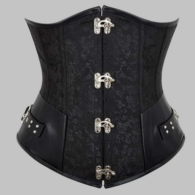Corsé Negro Gótico con Hebillas Metálicas para Mujer
