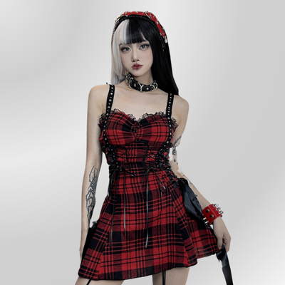 Vestido gótico de cuadros escoceses