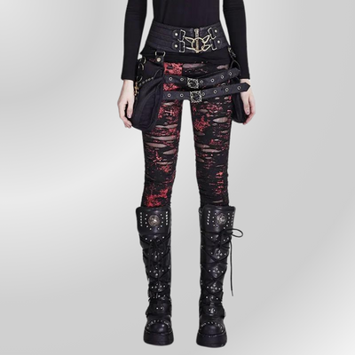 Pantalones Slim Negros y Rojos PUNK RAVE