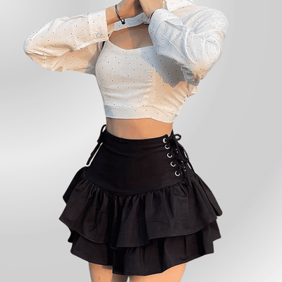 Falda Gótica Negra Acampanada