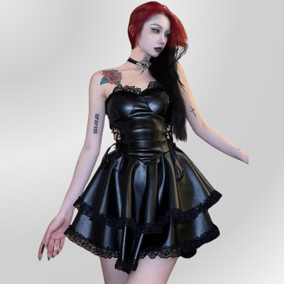 Vestido de Noche Imitación Cuero