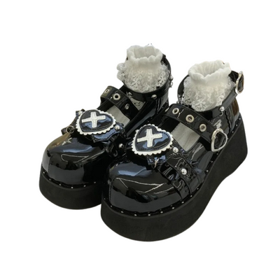 Zapatos Negros Punk con Cadenas y Piel – Look Underground