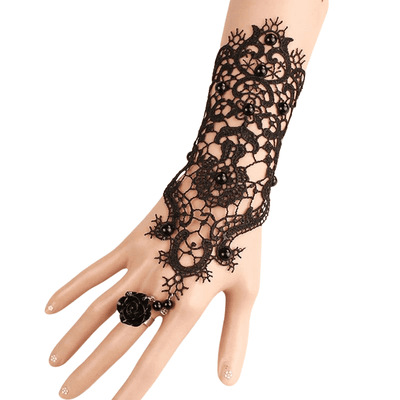 Pulsera Anillo Encaje Negro