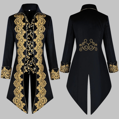 Chaqueta Barroca Gótica con Encaje Dorado para Hombre