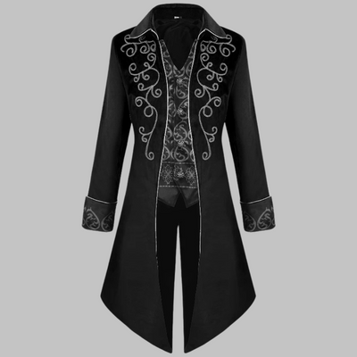 Chaqueta Medieval Gótica para Hombre – Rojo, Azul o Negro con Motivos Plateados