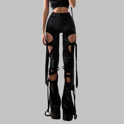 Pantalón Negro Gótico Roto