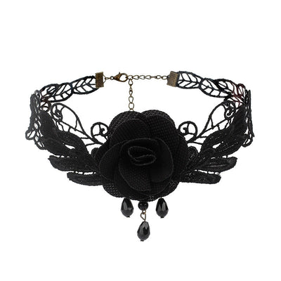 Collar Gótico Victoriano Rosa Negra