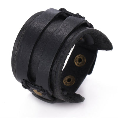 Pulsera de cuero negro gótico