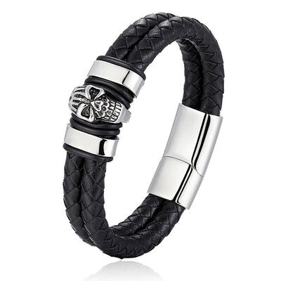 Pulsera gótica calavera blanco y negro