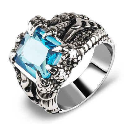 Anillo gótico dragón azul