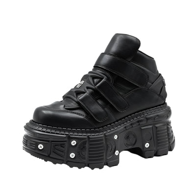 Zapatos Negros con Suela Gruesa – Estilo Goth Techwear