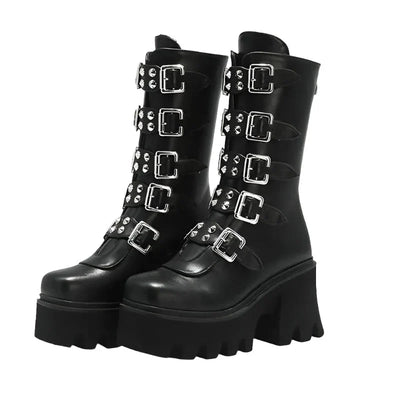 Botas góticas punk modernas para mujer