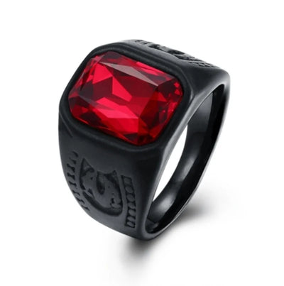 Anillo gótico rojo y negro