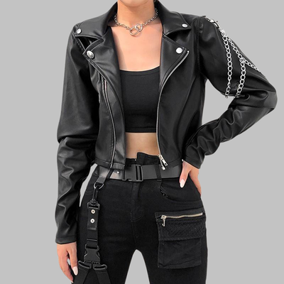 Chaqueta Gótica de Cuero Negro